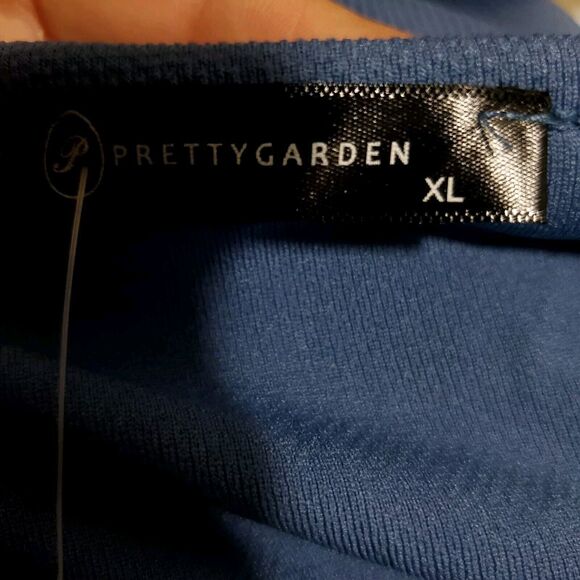 PRETTYGARDEN Long Lantern Sleeve Crewneck Tie Waist Knit Cocktail Dress Size XL - Picture 8 of 12